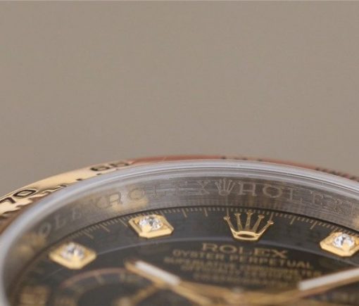 Replica Rolex Daytona 116523 Thick YG Wrapped Black Dial Diamonds Markers SS/YG Bracelet A7750 - Image 4