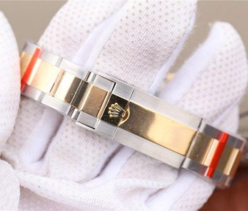 Replica Rolex Daytona 116523 Thick YG Wrapped Black Dial Diamonds Markers SS/YG Bracelet A7750 - Image 9