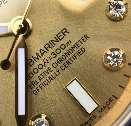 Replica Rolex Submariner 116613 LN Diamonds Markers YG Dial SS/YG Bracelet Eat2836 - Image 6