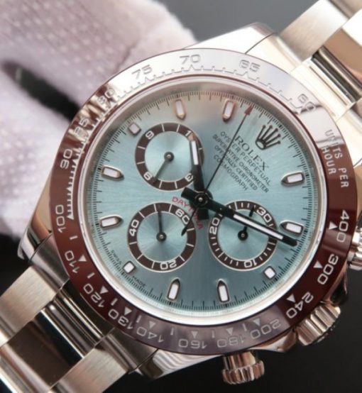 Replica Rolex Daytona 116506 Brown Ceramic Bezel Deep Ice Blue Dial SS Bracelet A4130 - Image 2