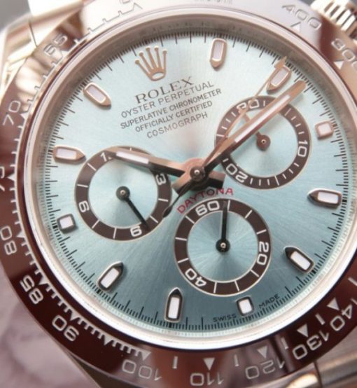 Replica Rolex Daytona 116506 Brown Ceramic Bezel Deep Ice Blue Dial SS Bracelet A4130 - Image 3