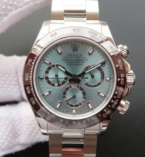 Replica Rolex Daytona 116506 Brown Ceramic Bezel Deep Ice Blue Dial SS Bracelet A4130