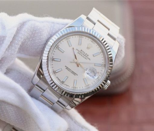 Replica Rolex DateJust 41mm 126334 Noob Fluted Bezel Silver Dial Stick Markers Bracelet A3235 - Image 2