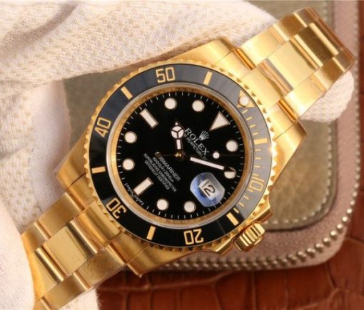 Replica Rolex Submariner 116613 LN YG Wrapped Black Dial YG Wrapped Bracelet Eta2836 - Image 2
