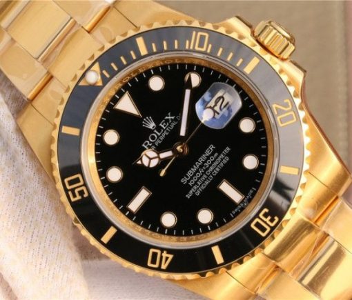 Replica Rolex Submariner 116613 LN YG Wrapped Black Dial YG Wrapped Bracelet Eta2836 - Image 3