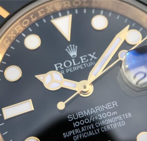 Replica Rolex Submariner 116613 LN YG Wrapped Black Dial YG Wrapped Bracelet Eta2836 - Image 4