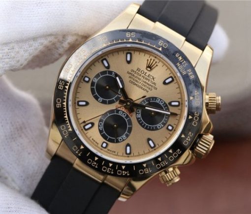 Replica Rolex Daytona 116518 Noob YG/Black Dial Rubber Strap A7750 - Image 2