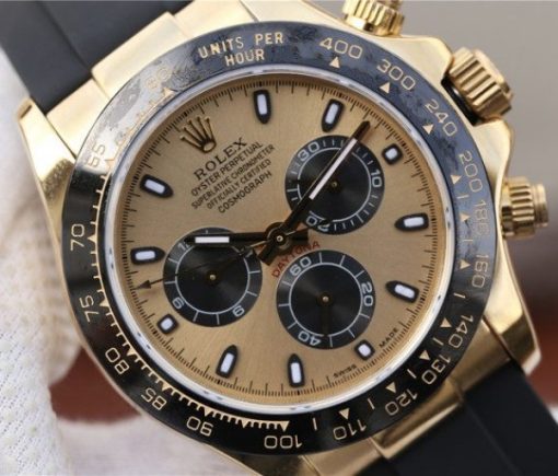 Replica Rolex Daytona 116518 Noob YG/Black Dial Rubber Strap A7750 - Image 3