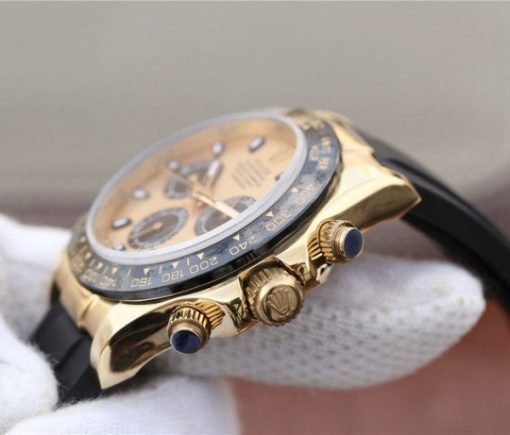 Replica Rolex Daytona 116518 Noob YG/Black Dial Rubber Strap A7750 - Image 7