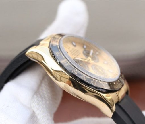 Replica Rolex Daytona 116518 Noob YG/Black Dial Rubber Strap A7750 - Image 8