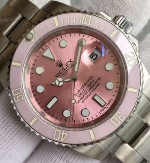 Replica Rolex Submariner Lady SS Pink Bezel Pink Dial SS Bracelet A2836 - Image 3