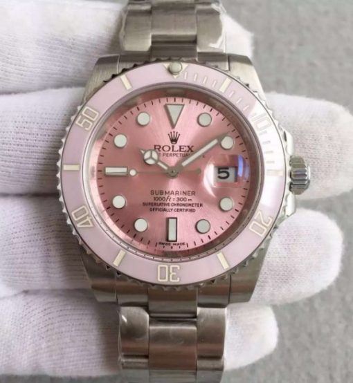 Replica Rolex Submariner Lady SS Pink Bezel Pink Dial SS Bracelet A2836