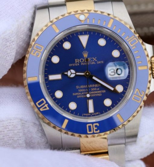 Replica Rolex Submariner 116613 LB Noob YG Wrapped Blue Dial SS/YG Bracelet A3135