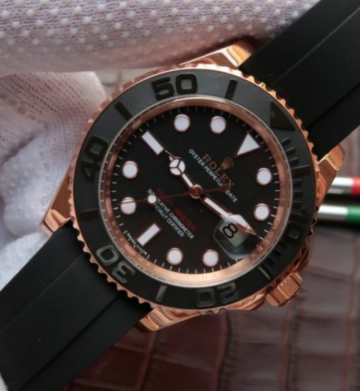 Replica Rolex Yacht-Master 116655 Noob Black Ceramic Bezel Rubber Strap A2836 - Image 2