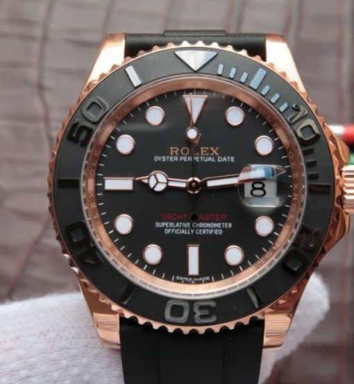 Replica Rolex Yacht-Master 116655 Noob Black Ceramic Bezel Rubber Strap A2836 - Image 3
