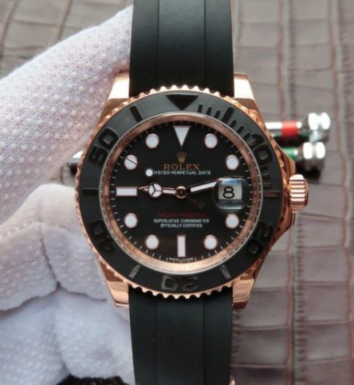 Replica Rolex Yacht-Master 116655 Noob Black Ceramic Bezel Rubber Strap A2836