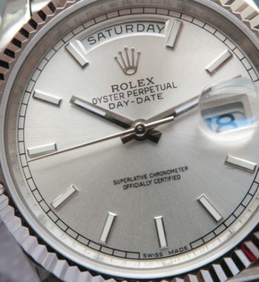 Replica Rolex Day-Date II SS Silver Dial SS Bracelet A3255 - Image 3