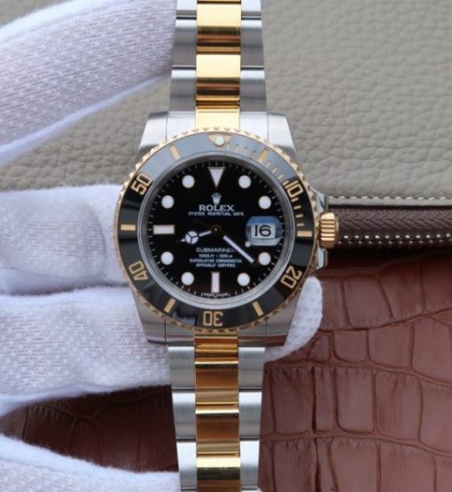 Replica Rolex Submariner 116613 LN Noob Black Dial SS/YG Bracelet A3135