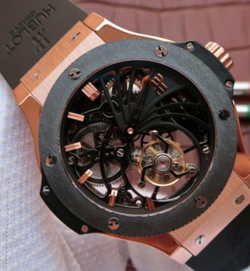 Replica Hublot Big Bang Ceramic Bezel Skeleton Tourbillon RG - Image 2