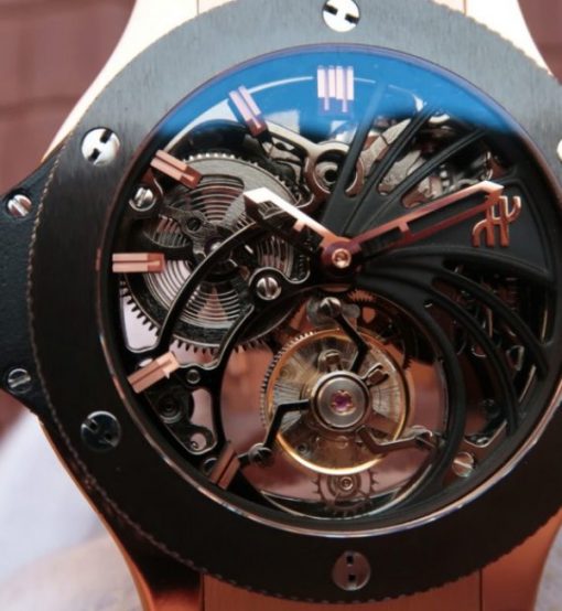Replica Hublot Big Bang Ceramic Bezel Skeleton Tourbillon RG - Image 3
