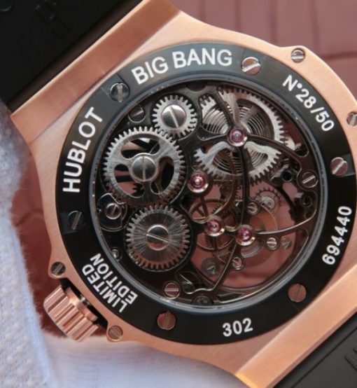 Replica Hublot Big Bang Ceramic Bezel Skeleton Tourbillon RG - Image 6