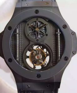 Replica Hublot Big Bang 44mm Vendome Real Tourbillon Black Black Gummy