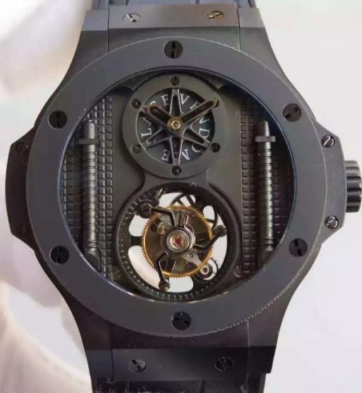 Replica Hublot Big Bang 44mm Vendome Real Tourbillon Black Black Gummy