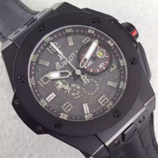 Replica Hublot Big Bang Ferrari Limited Edition PVD Black Dial Black Rubber Strap A7753 - Image 2