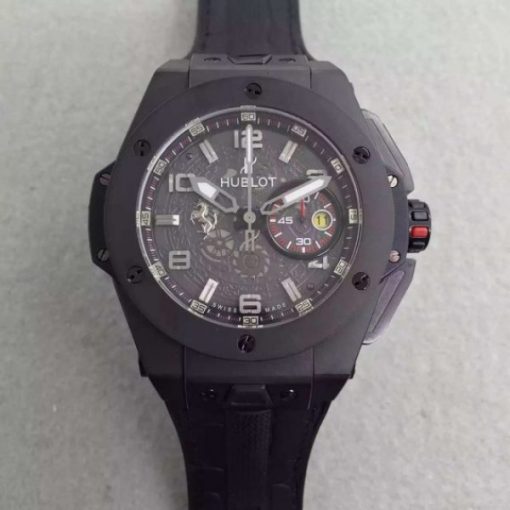 Replica Hublot Big Bang Ferrari Limited Edition PVD Black Dial Black Rubber Strap A7753