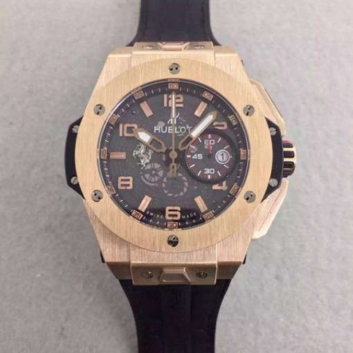 Replica Hublot Big Bang Ferrari Limited Edition RG Black Dial Black Rubber Strap A7753