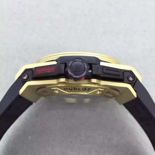 Replica Hublot Big Bang Ferrari Limited Edition YG Black Dial Black Rubber Strap A7753 - Image 4