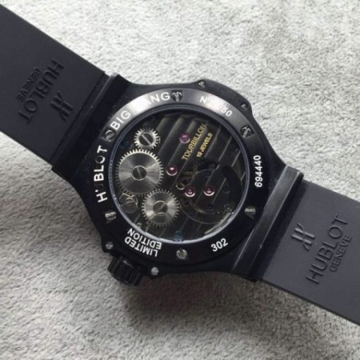 Replica Hublot Big Bang Tourbillon Ceramic Case Black Dial Rubber Strap - Image 3