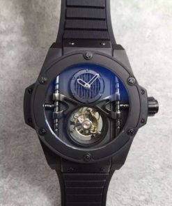 Replica Hublot Big Bang 44mm Vendome Real Tourbillon Ceramic Case Black Gummy