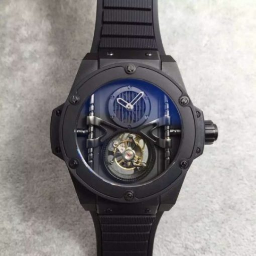Replica Hublot Big Bang 44mm Vendome Real Tourbillon Ceramic Case Black Gummy