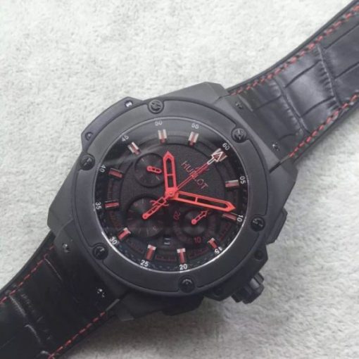 Replica Hublot Big Bang King Power 48mm PVD Black Dial Red Hands Gummy Strap A7750 - Image 2