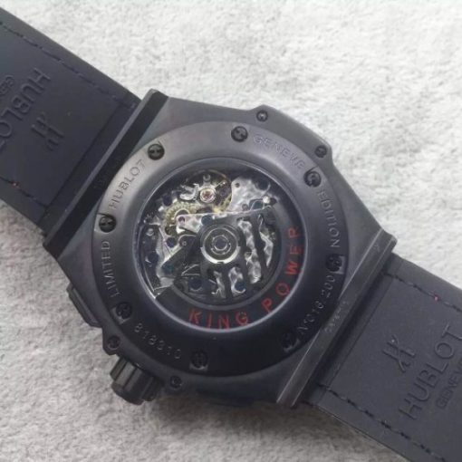Replica Hublot Big Bang King Power 48mm PVD Black Dial Red Hands Gummy Strap A7750 - Image 3