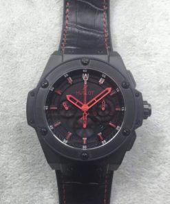 Replica Hublot Big Bang King Power 48mm PVD Black Dial Red Hands Gummy Strap A7750