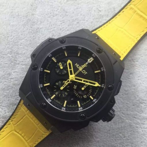Replica Hublot Big Bang King Power 48mm PVD Black Dial Yellow Hands Gummy Strap A7750 - Image 2