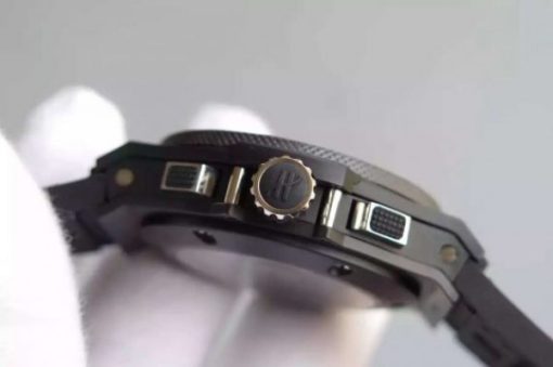 Replica Hublot Big Bang 44mm Carbon Fiber Black Gummy Strap A7750 - Image 6