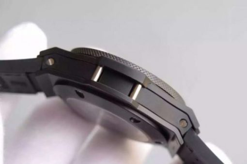 Replica Hublot Big Bang 44mm Carbon Fiber Black Gummy Strap A7750 - Image 7