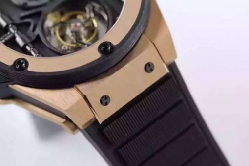 Replica Hublot Big Bang 44mm Vendome Real Tourbillon Rose Gold Black Rubber Strap - Image 4