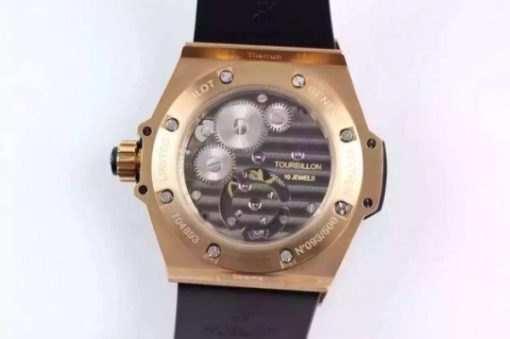 Replica Hublot Big Bang 44mm Vendome Real Tourbillon Rose Gold Black Rubber Strap - Image 7