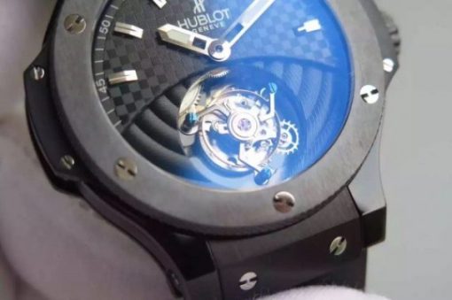Replica Hublot Big Bang Tourbillon PVD Black Textured Dial Black Rubber Strap - Image 3