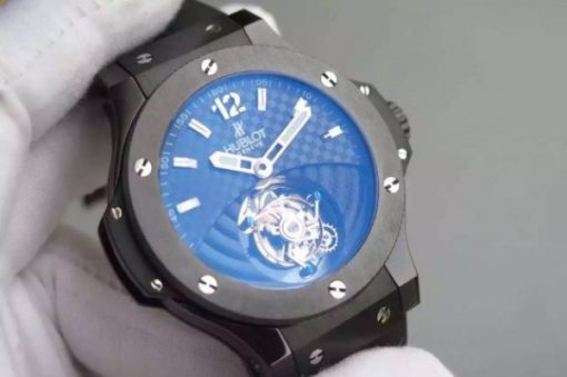 Replica Hublot Big Bang Tourbillon PVD Black Textured Dial Black Rubber Strap - Image 4