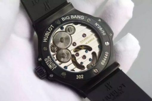 Replica Hublot Big Bang Tourbillon PVD Black Textured Dial Black Rubber Strap - Image 7