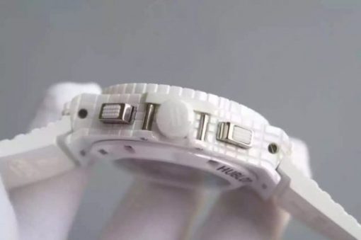 Replica Hublot Big Bang Caviar Chrono 44mm White Ceramic White Dial Rubber Strap A7750 - Image 5