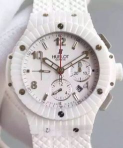 Replica Hublot Big Bang Caviar Chrono 44mm White Ceramic White Dial Rubber Strap A7750