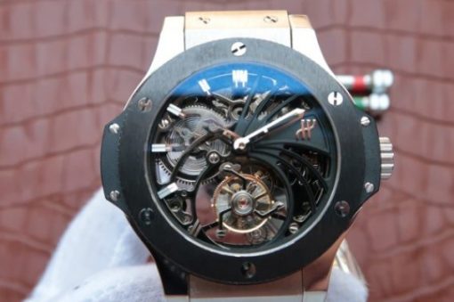 Replica Hublot Big Bang Ceramic Bezel Skeleton Tourbillon SS - Image 3