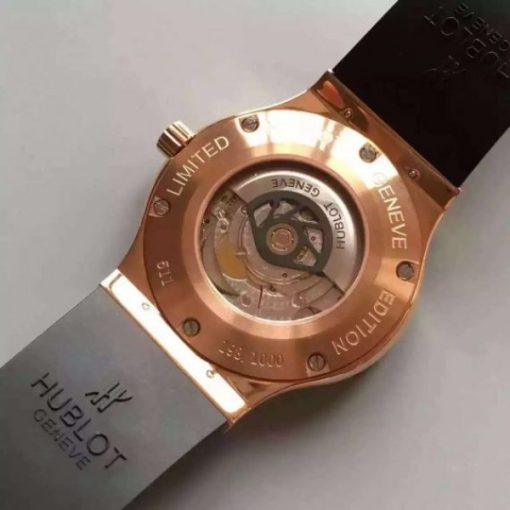 Replica Hublot Big Bang Classic Fusion RG Black Dial Diamonds Bezel Rubber Strap A2824 - Image 3