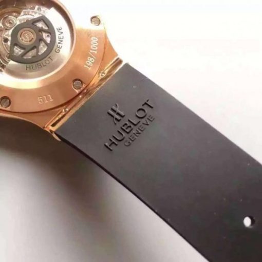 Replica Hublot Big Bang Classic Fusion RG Black Dial Diamonds Bezel Rubber Strap A2824 - Image 5
